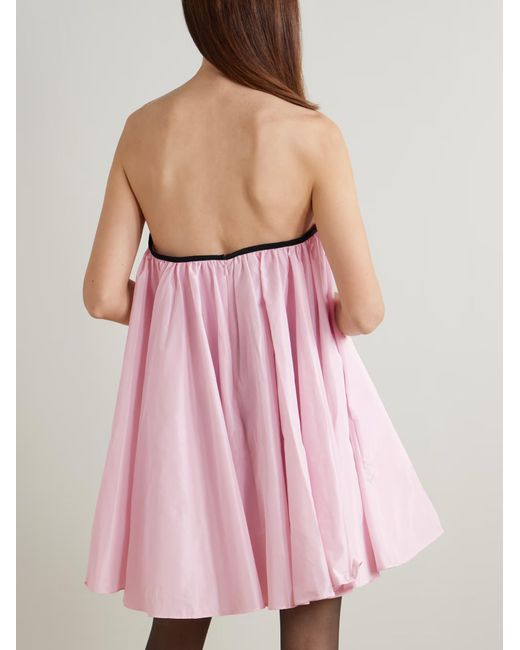 Staud Pink Sofia Bow-Decorated Mini Dress