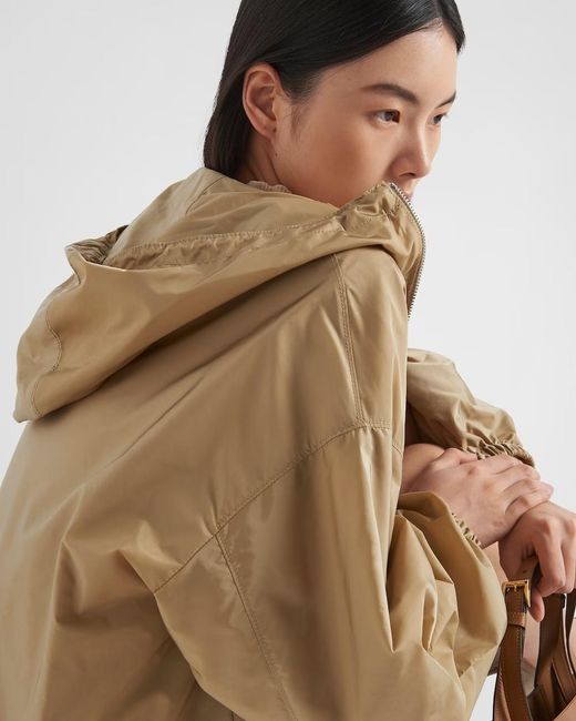 Prada Natural Belted Hooded Raincoat