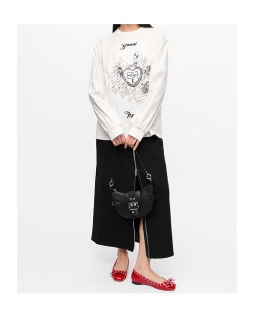 Ganni White Re-Cut Heavy Long Sleeve T-Shirt