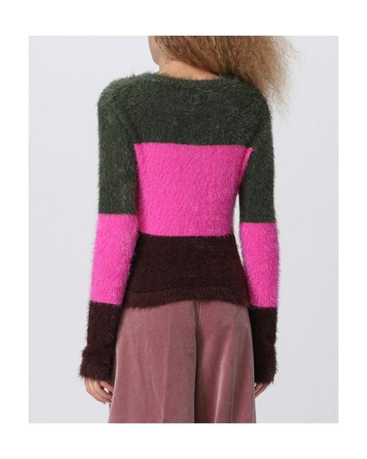 DSquared² Pink Striped Crewneck Jumper