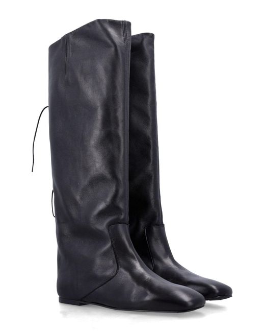 Miista Blue Karola Lace-Up Leather Boots