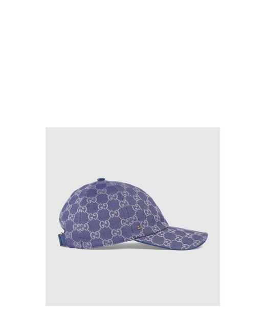 Gucci Blue Gg Detailed Baseball Cap for men