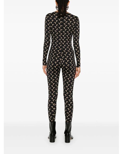 MARINE SERRE Black Logo Monogram Crewneck Jumpsuit