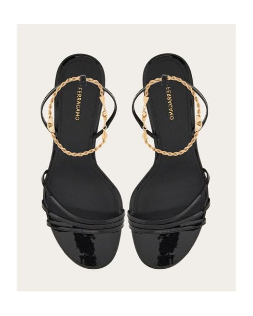 Ferragamo White Ferragamo Cable-Link Chain Open-Toe Sandals