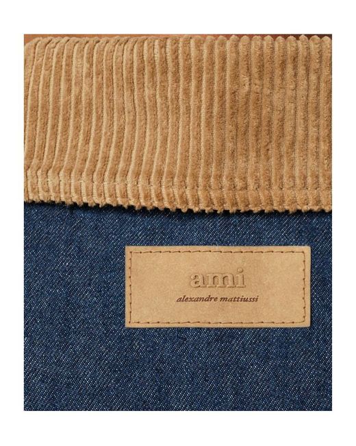 AMI Blue Padded Denim Worker Jacket for men