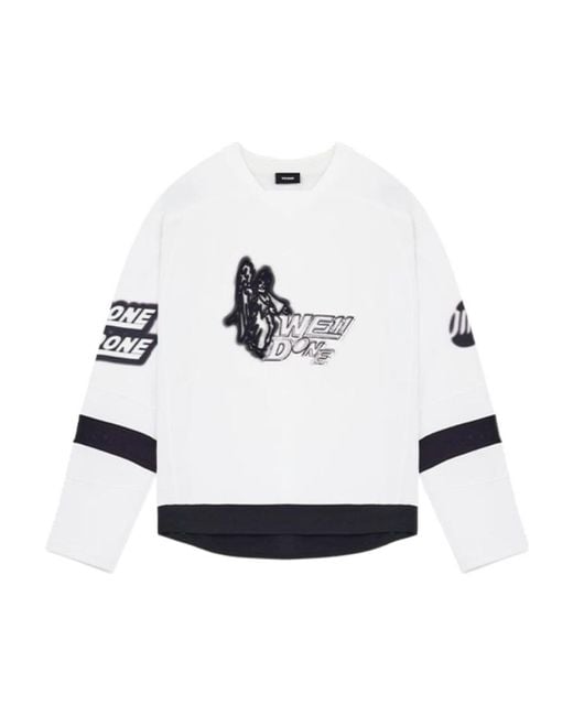 we11done White T-Shirt With Round Neck And Long Sleeves for men