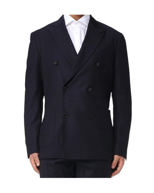 Lardini Men's Blue Double-Breasted Jacket
