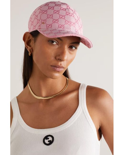 Gucci Pink Gg Detailed Baseball Cap