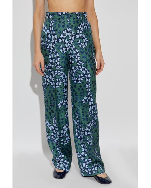 Lanvin Blue Satin Pleated Trousers