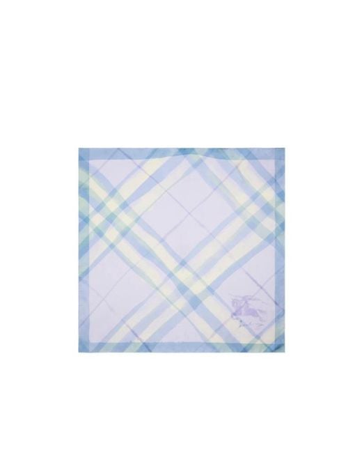 Burberry Blue Checked Square Scarf