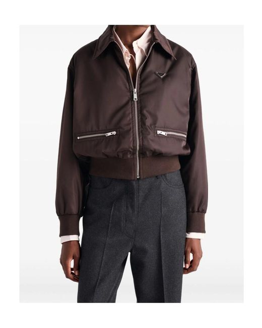 Prada Brown Re-Nylon Zipped Blouson Jacket