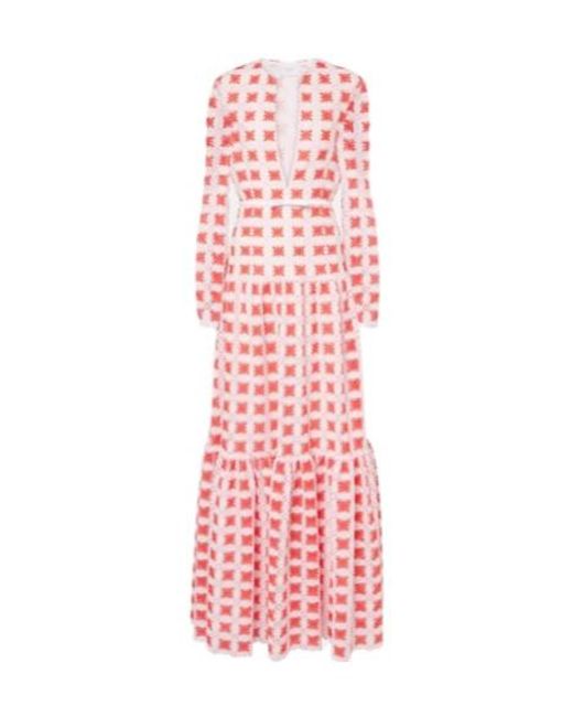 Giambattista Valli Pink Belted Lace Maxi Dress