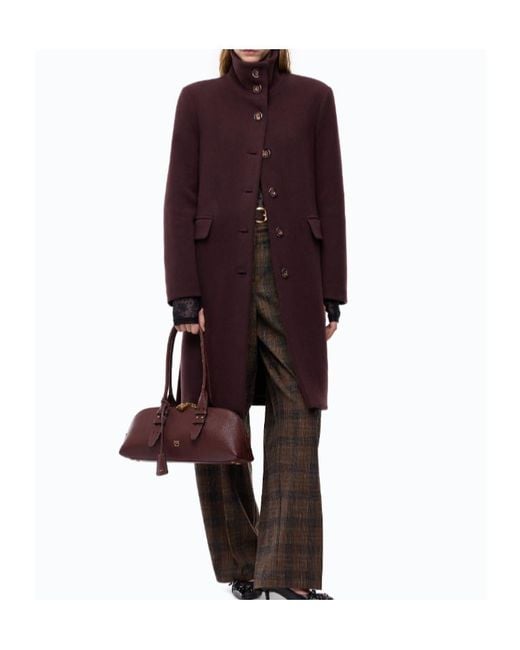 Pinko Purple High Neck Belt Coat