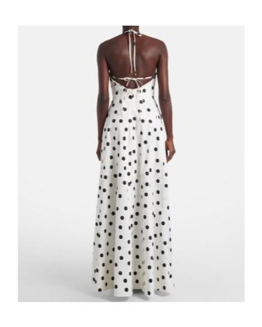 Rebecca Vallance White Maisie Polka-Dot Cotton-Blend Maxi Dress