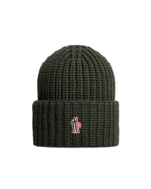 Moncler Green Logo Wool Beanie for men