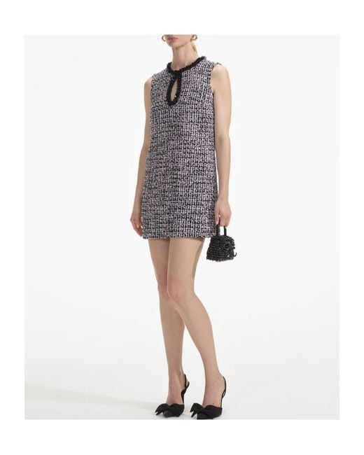 Self-Portrait Purple Boucle Embellished Mini Dress
