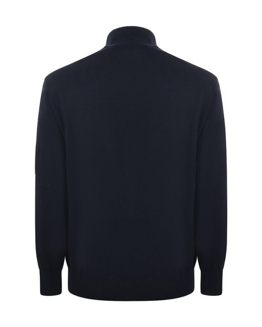 C P Company Blue Half-Zip Knitted Jumper for men