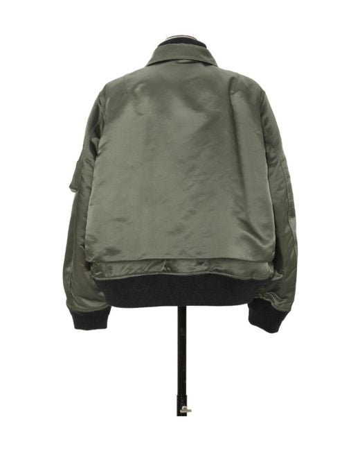 Sacai Green Cotton Nylon Twill Blouson for men