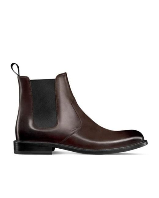Dior Brown Homme Round-Toe Slip-On Boots for men
