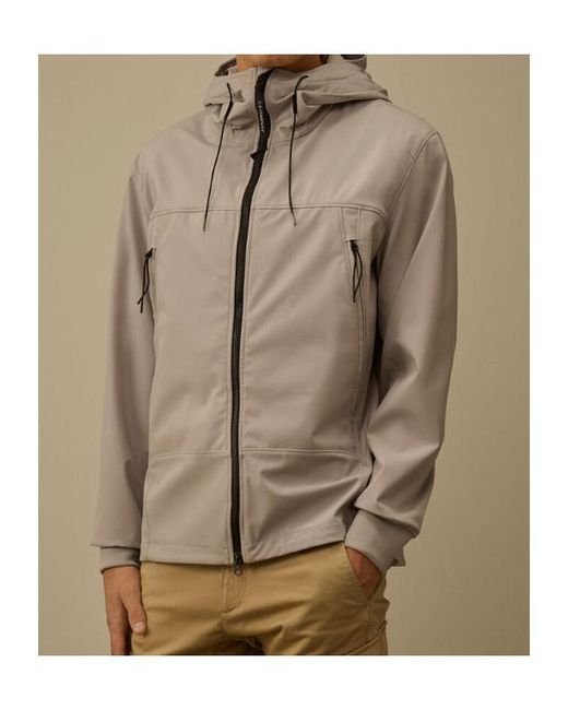 C P Company Brown Goggle Hooded Zip-Up Jacket for men