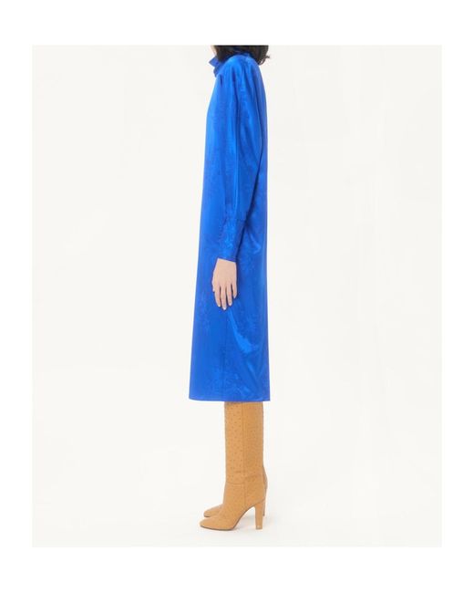 Valentino Blue Floral Jacquard Midi Dress