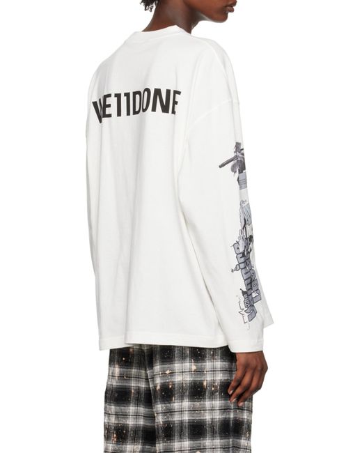 we11done White Printed Long-Sleeved T-Shirt for men
