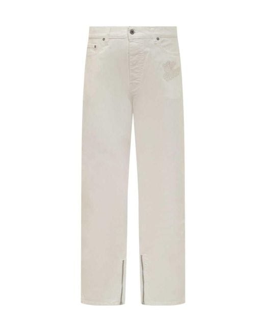 Off-White c/o Virgil Abloh White Logo Embroidered Straight Leg Jeans for men