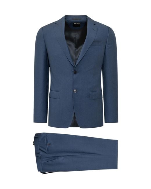 Zegna Blue Single-Breasted Suit for men