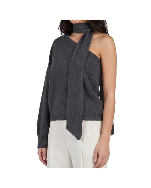 FEDERICA TOSI Blue One-Shoulder Top With Scarf Detail