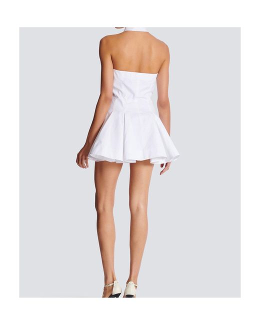 Balmain White A-Line Backless Poplin Dress