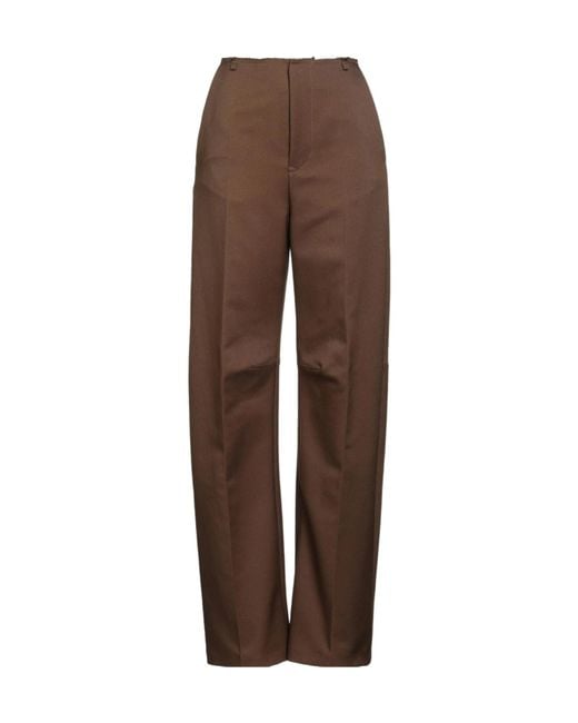 MM6 by Maison Margiela Brown Solid Color Straight Suit Pants