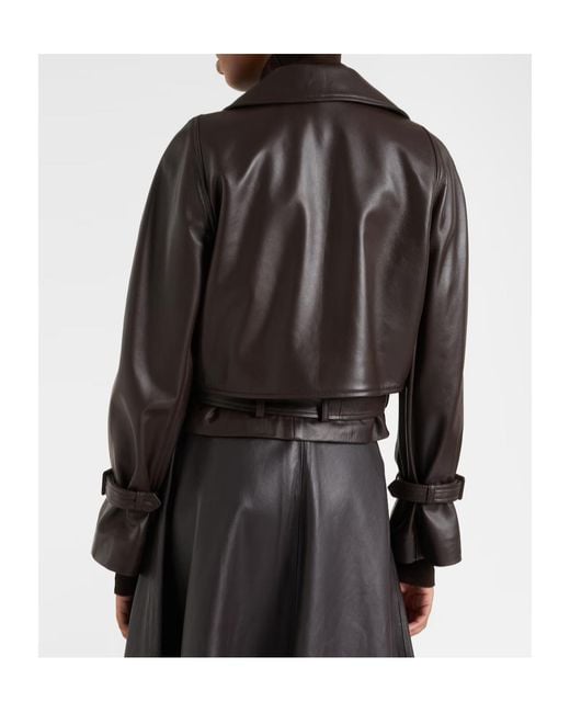 Nour Hammour Black Hatti Cropped Leather Jacket