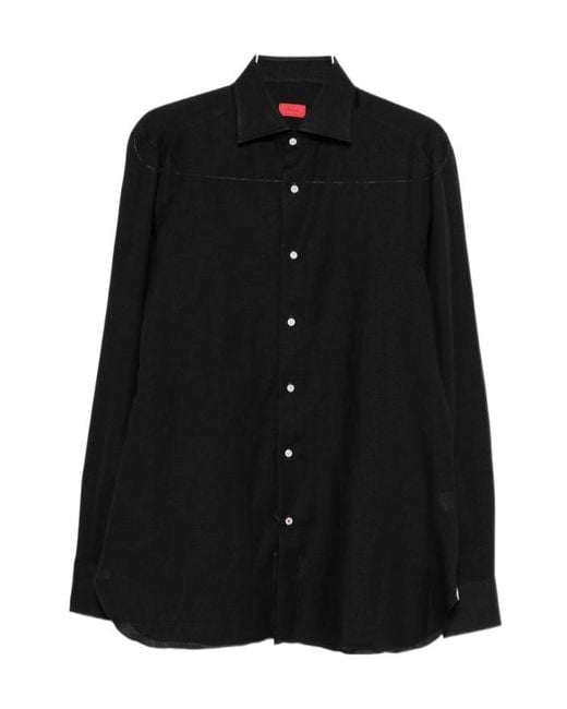 Isaia Black Long-Sleeved Shirt for men