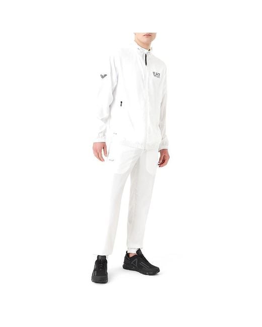 EA7 White Logo-Print Tracksuit for men
