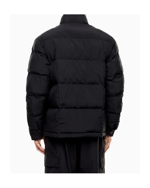 EA7 Blue Long-Sleeved Cotton-Padded Jacket for men