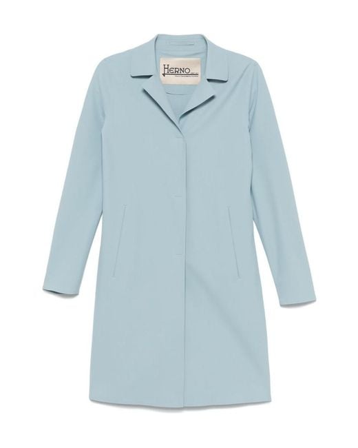 Herno Blue Single-Breasted Long-Sleeved Coat