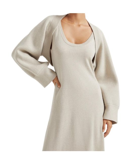 Brunello Cucinelli White Cashmere-Blend Cropped Cardigan