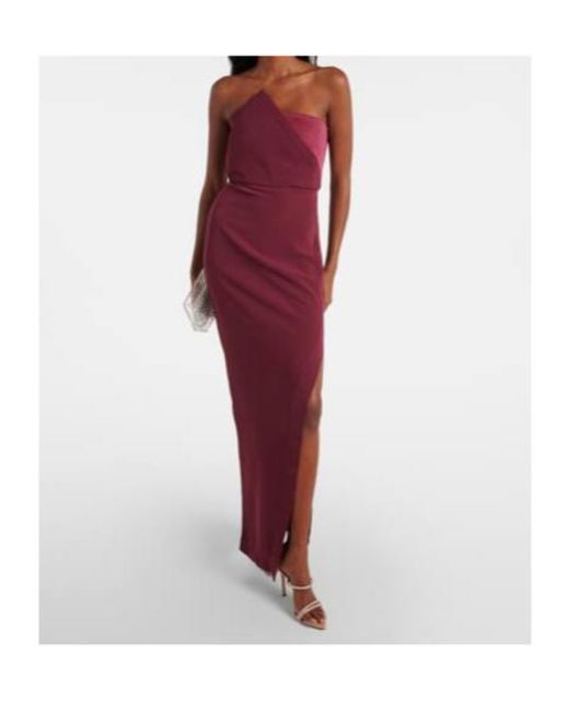 Roland Mouret Purple Asymmetric Satin Crepe Gown