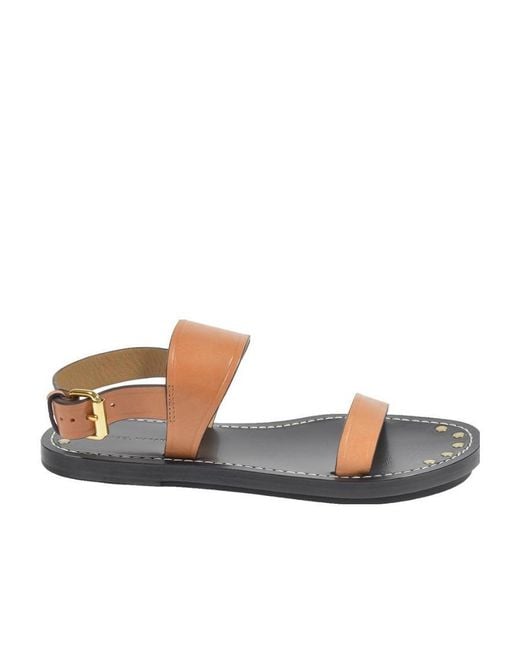 Isabel Marant Brown Stud Detailed Buckled Sandals