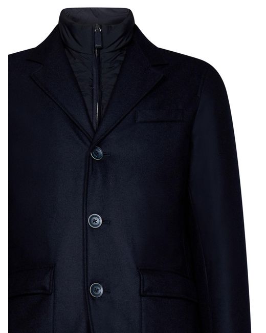Herno Blue Single-Breasted Layered Padded Blazer for men