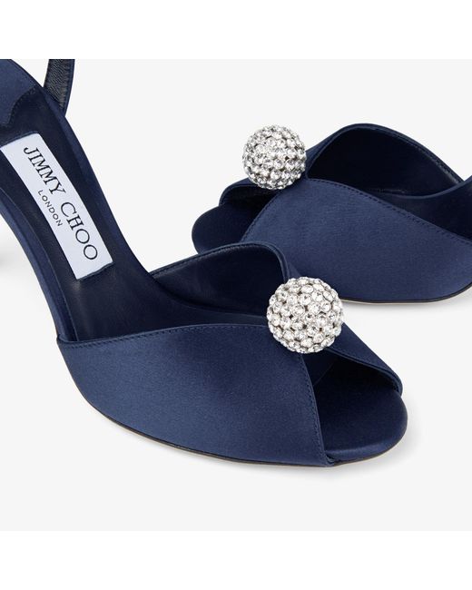 Jimmy Choo Blue Round-Toe High-Heeled Sandals