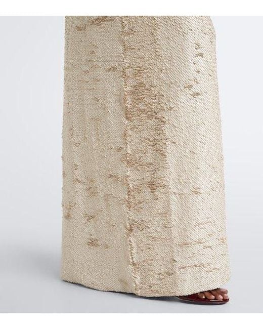 Coperni White Draped Open-Back Sequined Maxi Dress