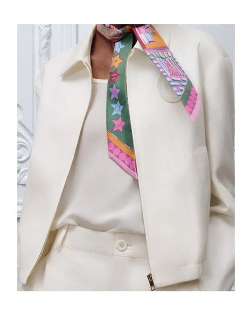 Dior White Printed Twilly Scarf