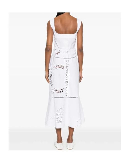 MARINE SERRE White Regenerated Unlined Midi Dress