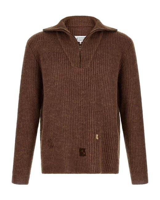Maison Margiela Brown Summer Shetland Knit Jumper for men
