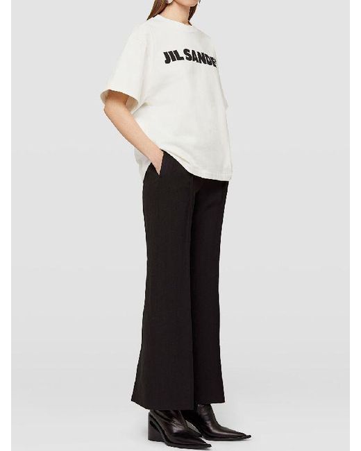Jil Sander White Logo Printed Jersey T-Shirt