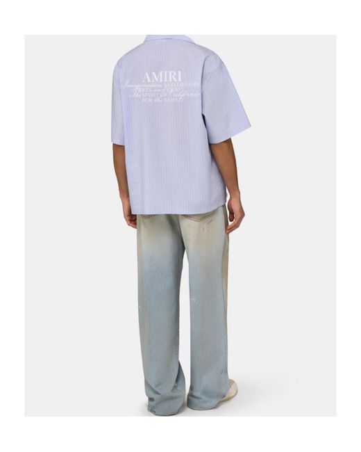 Amiri Gray Vintage-Effect Wide-Leg Jeans for men
