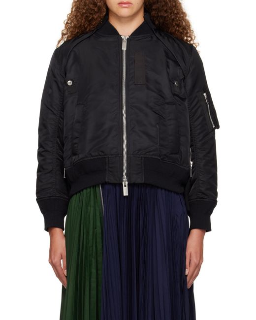 Sacai Black Detachable-Sleeve Bomber Jacket
