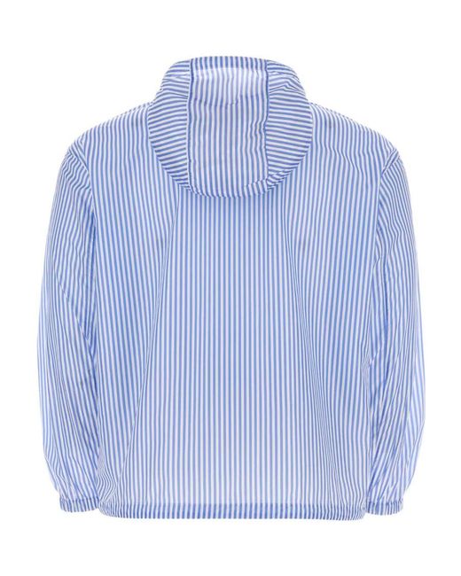 Prada Blue Striped Hooded Windbreaker for men