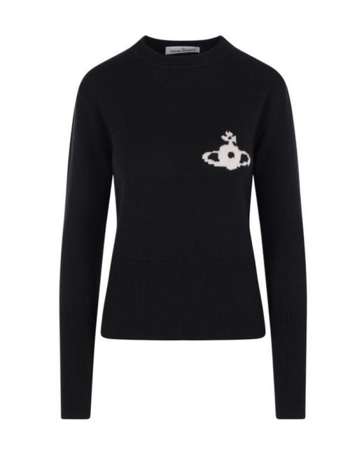 Vivienne Westwood Black Orb-Intarsia Wool Sweater